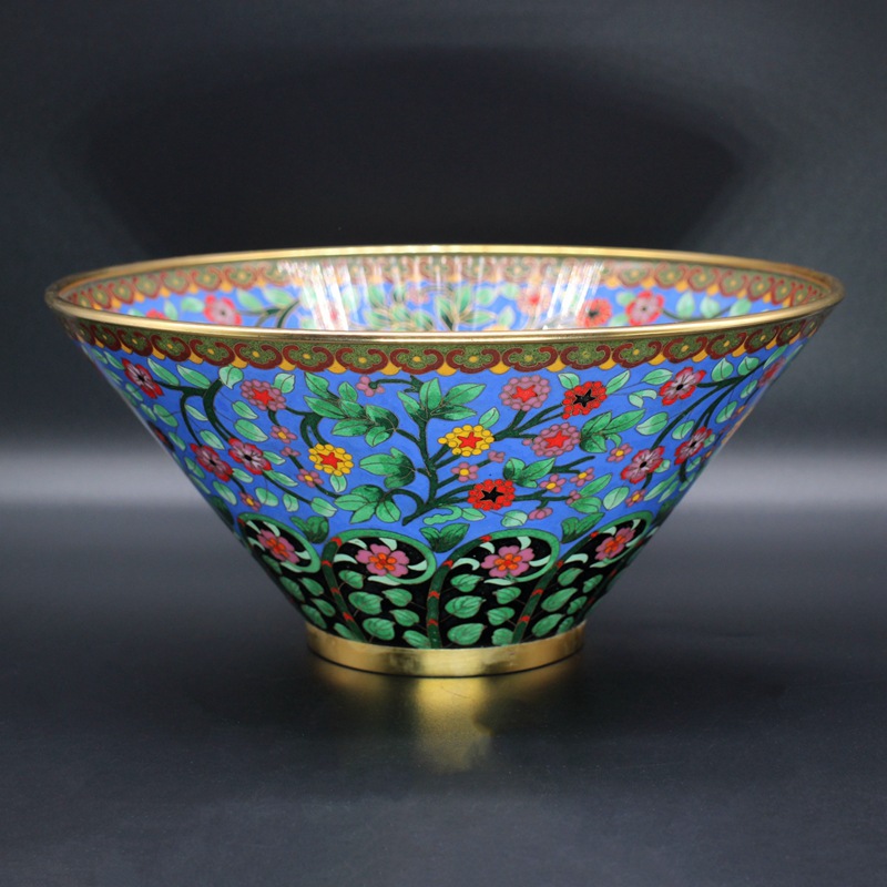 北京景泰蓝婉工艺礼品摆件传统铜胎掐丝珐琅()10寸斗笠碗-阿里巴巴