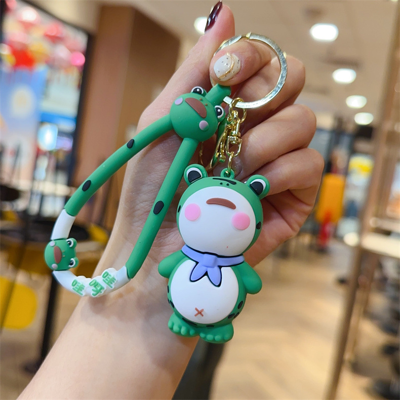 Cute Lonely Frog Key Chain Couple Ornament Cartoon Schoolbag Pendant Public Stall Cultural and Creative Gifts Wholesale