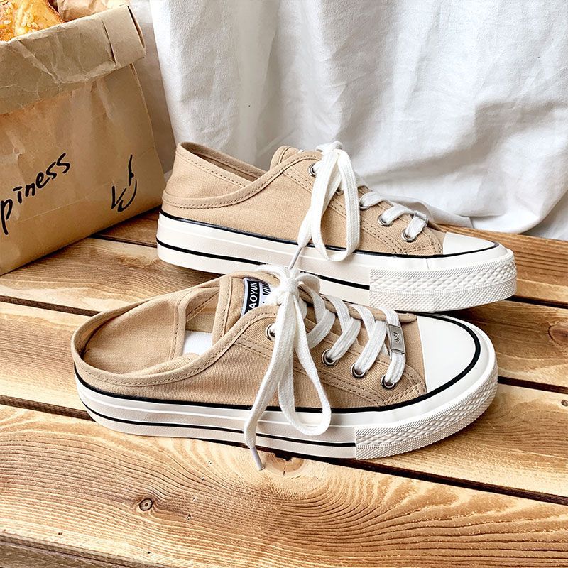 可踩两穿帆布鞋女生韩版小白鞋子潮夏季薄款一脚蹬板鞋女-阿里巴巴