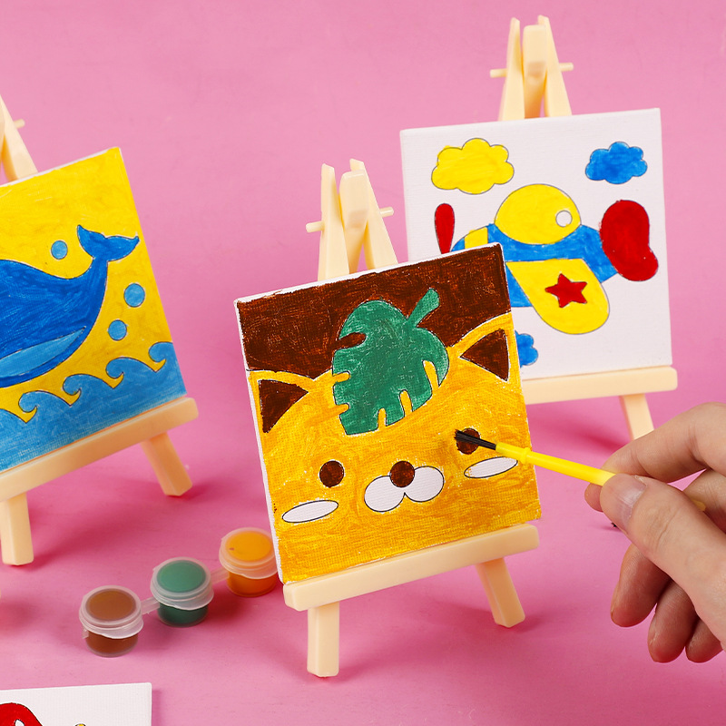 儿童diy画画架子创意迷你油画板幼儿园手工课涂鸦画板手绘画支架