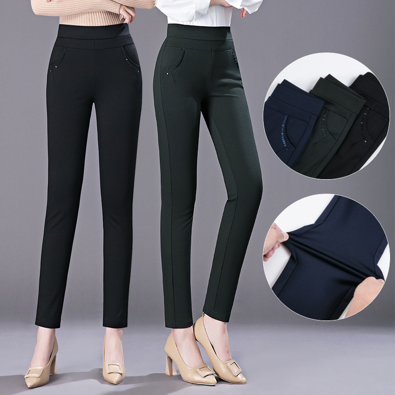 6252外穿打底裤蕾丝花边妈妈中年女裤大码小脚铅笔裤子拼多多货源