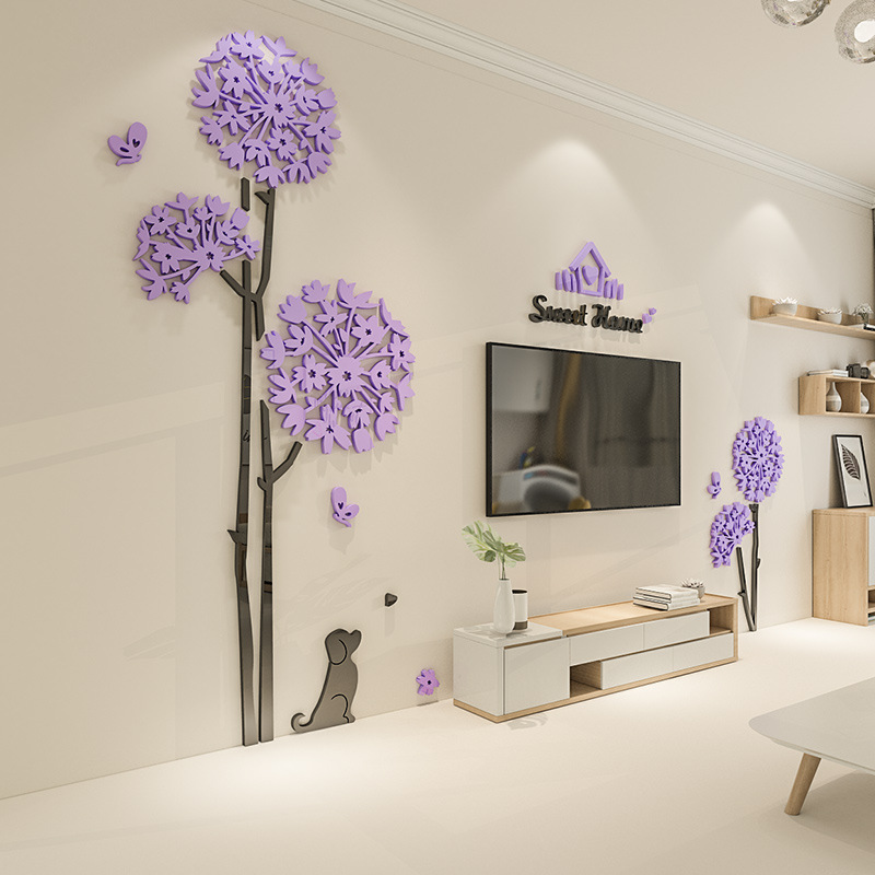 浪漫客厅墙面装饰电视墙背景墙贴3d亚克力立体自粘温馨墙壁贴画