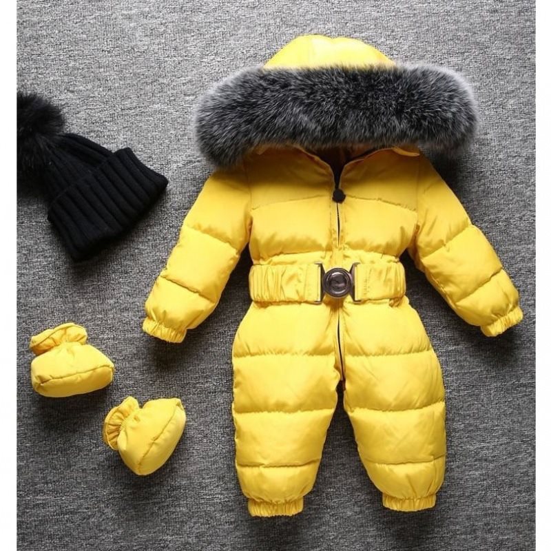 宝宝羽绒连体衣定作加厚毛领连体羽绒服婴儿羽绒服男童女童哈衣冬