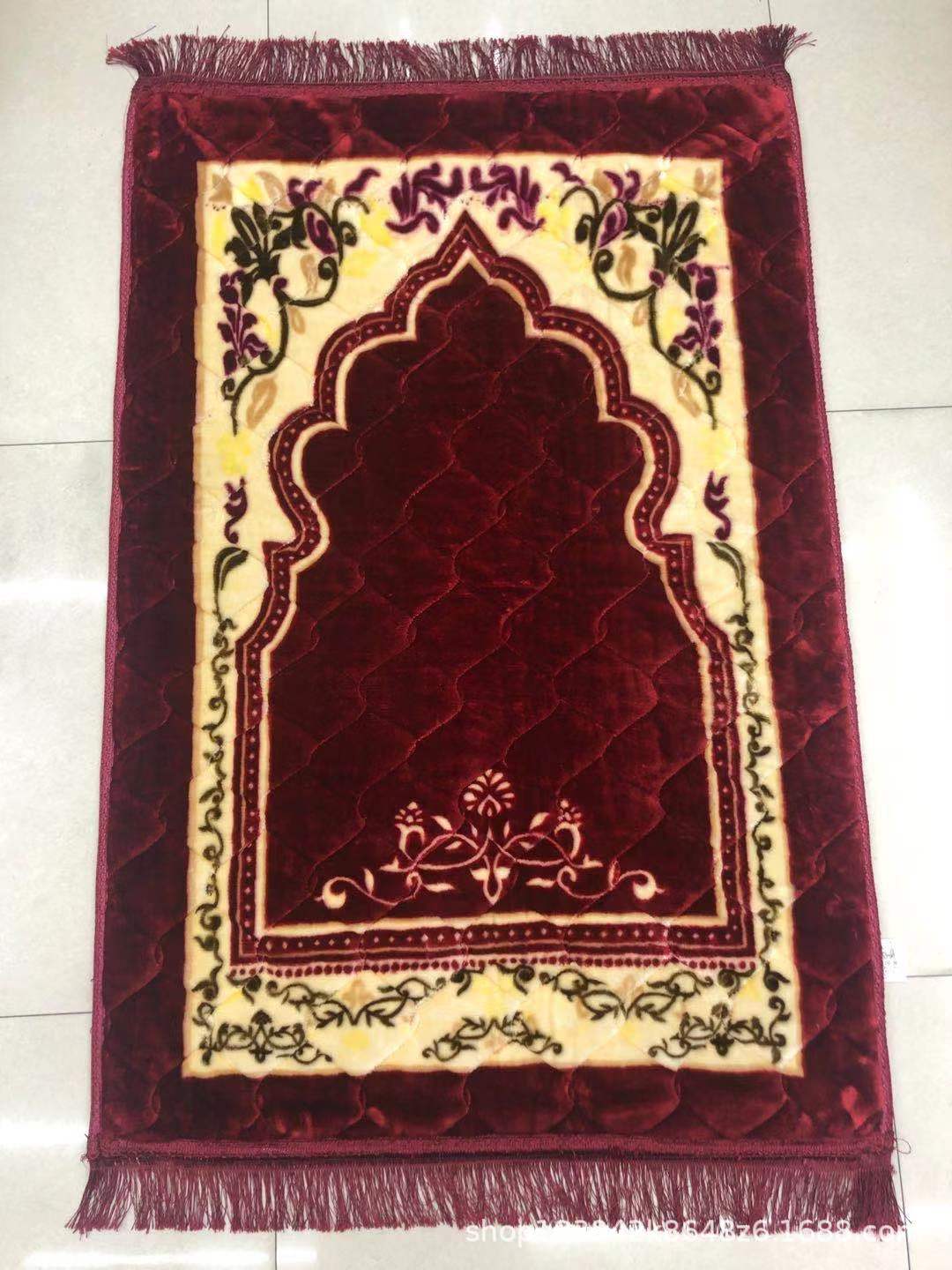 穆斯林礼拜毯印花绗缝加厚朝拜垫出中东东南亚礼拜垫地毯