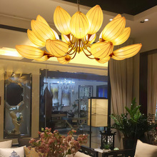 新中式大吊灯莲花创意个性铁艺客厅卧室餐厅儿童寺庙佛堂布艺吊灯