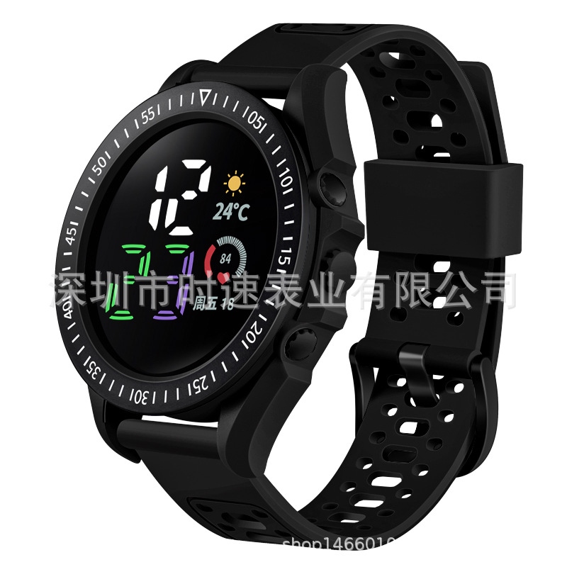 Factory Direct Sales New round Dial LED Electronic Watch Fashion Large Screen Sports Student Button Electronic Watch