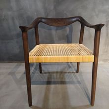 北欧极简藤木餐椅扶手围椅子白蜡木设计靠背休闲椅子现代简约围椅