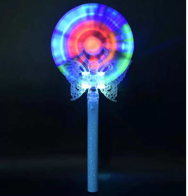 New Cross-Border Electric Luminous Windmill Colorful Rotating Flash Butterfly Rods Led Square Wholesale Ground Push Toy