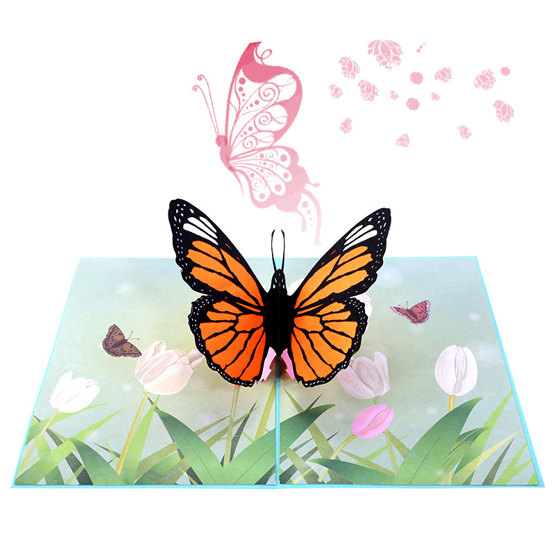 生日贺卡ins复古礼物韩国创意3d蝴蝶立体手工纸雕中秋节