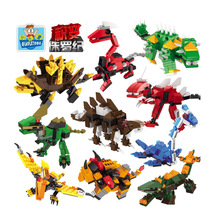 积变侏罗纪恐龙拼装积木儿童拼插霸王龙玩具组装模型男孩