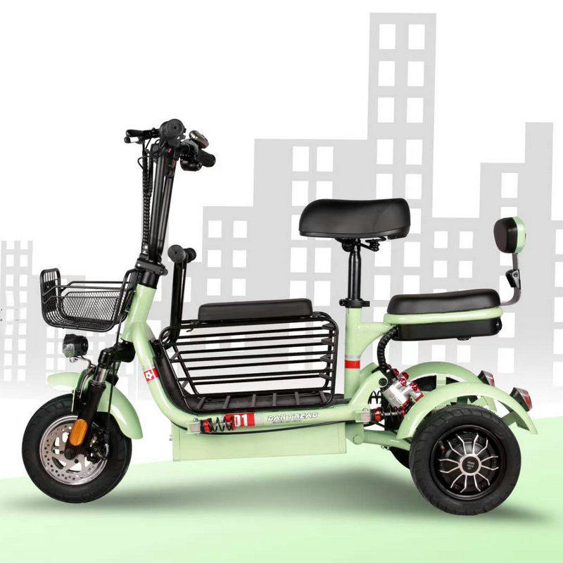 亲子小型电动三轮车 休闲电动三轮车代步车折叠电动车成人亲子车