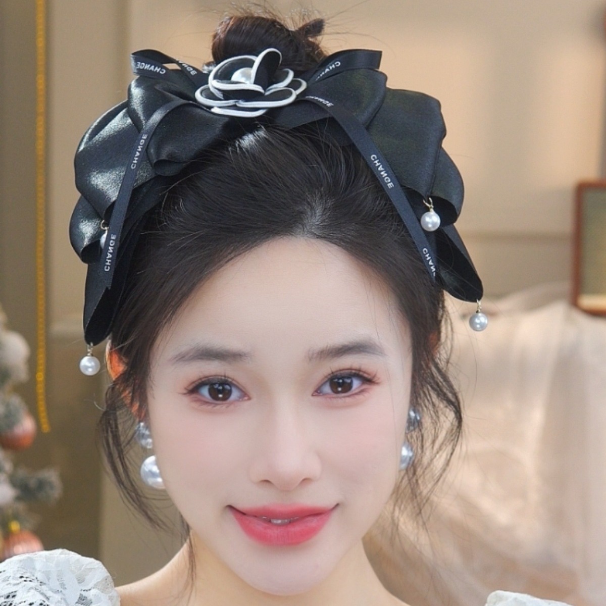 French Style Camellia Bowknot Barrettes Back Head Spring Clip Loose Clip Ponytail Clip Show Hair Volume Face Small Hair Accessory