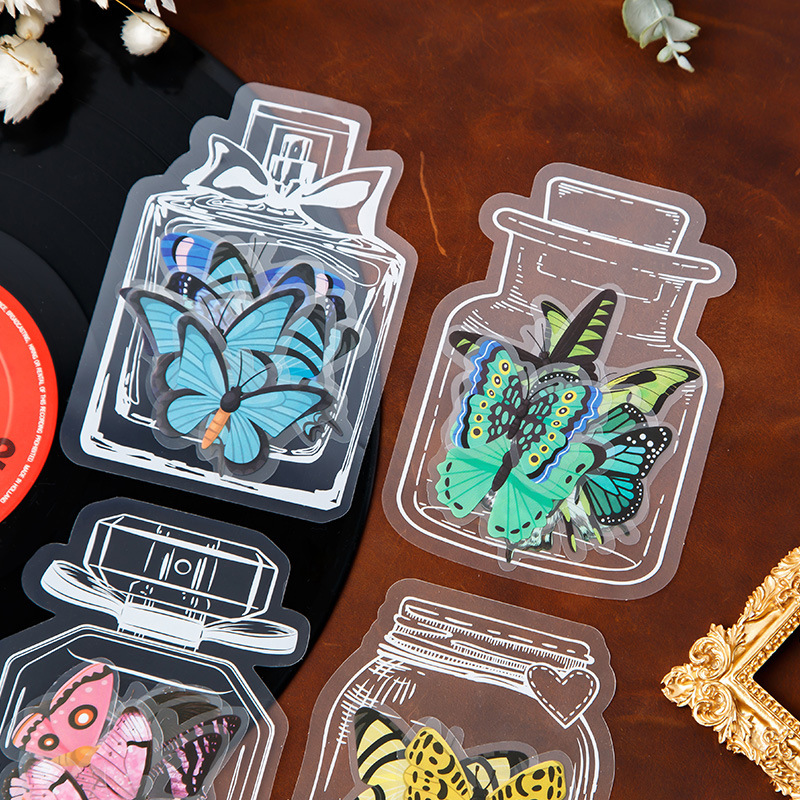 Transparent Pet Sticker Package Handmade DIY Bottle Dried Flower Hand Ledger Sticker Transparent Bookmark Glass Bottle Sticker Decoration