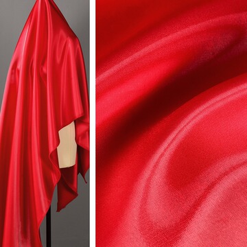 中国红色高亮光液态水光缎面料 反光丝滑挺括金属光泽水光缎布料-阿里