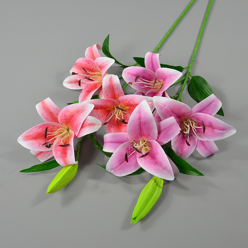 4头胶片百合仿真花 婚庆毕业乔迁客厅家居摆放花束酒店桌花讲台花