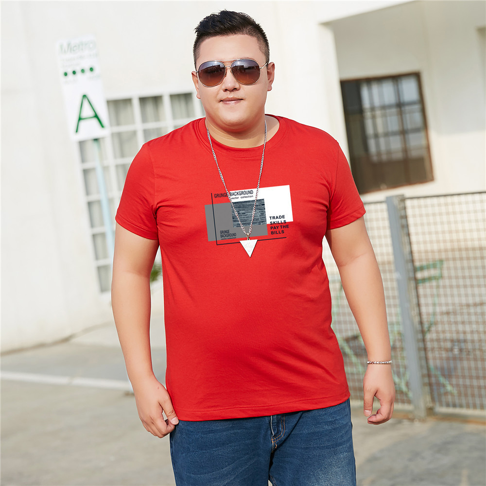 280斤大码男装夏季胖子短袖体恤宽松休闲圆领印花半袖t恤肥佬批发