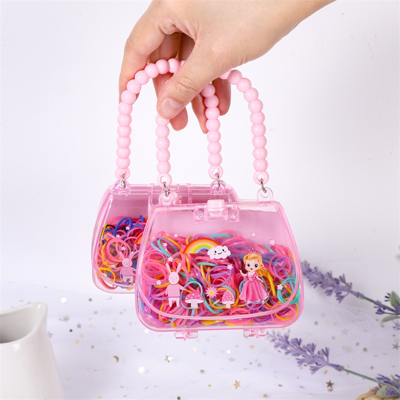 Candy-Colored Hair Tie Cute Girl Heart Pink Bag Disposable Hair Rope Hair Rubber Band Children Hair Accessories