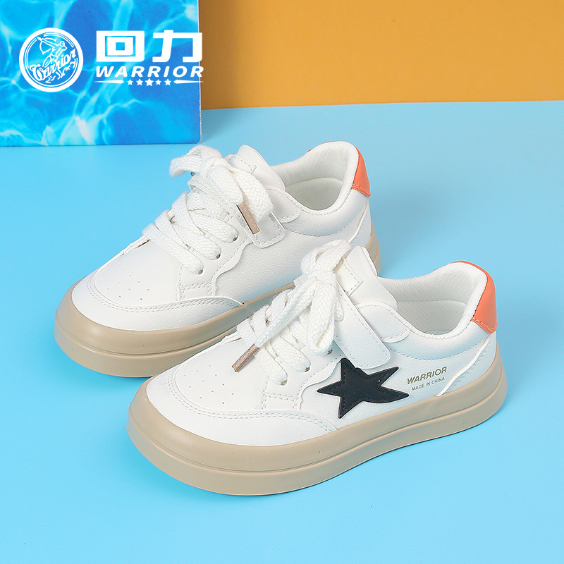 Warrior Children's Shoes Children's Breathable White Shoes 2024 Spring New Girls' White Single Shoes Boys' Lightweight Casual Shoes