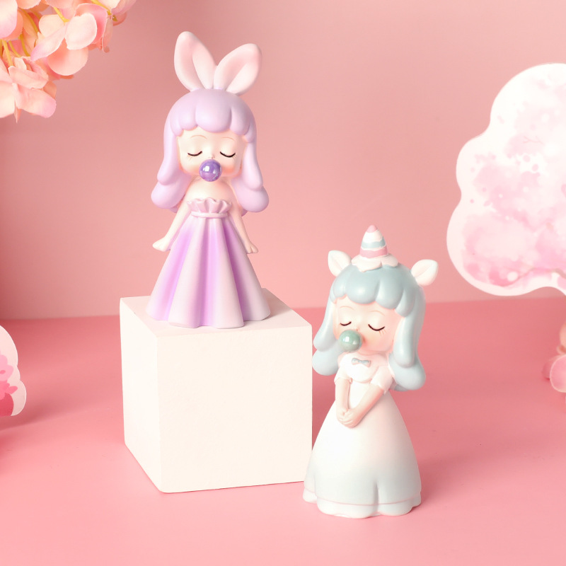 可爱梦幻吹泡泡少女盲盒蛋糕烘焙装饰摆件送同学随机惊喜小礼物