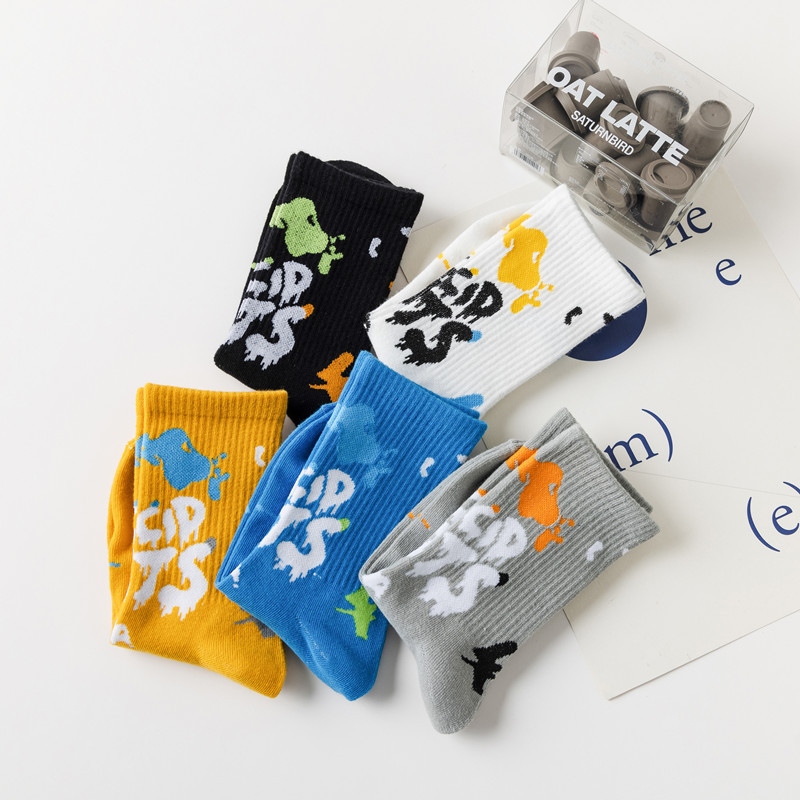 New SocksMen's Middle Tube SocksAutumn and Winter New Ins Fashion Original Design Graffiti Letters Men's Cotton SocksLong Socks