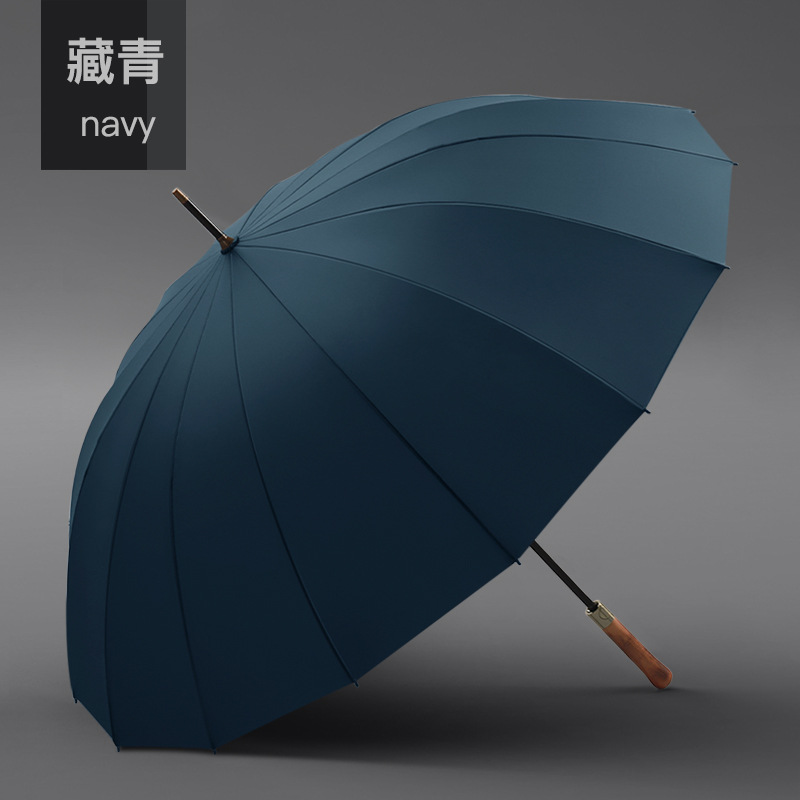 Ledo Same Umbrella Automatic Large 16 Bone Solid Wood Handle Retro Thickened Advertising Long Handle Umbrella Shangyu Umbrella Wholesale