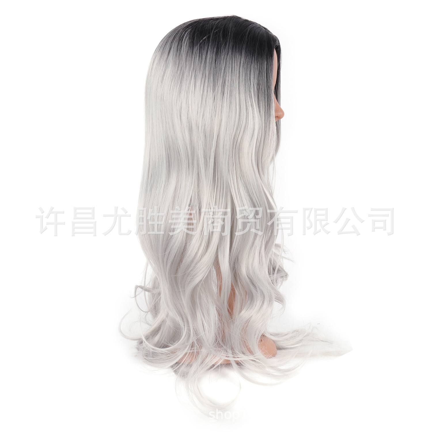 欧美假发 黑色渐变奶奶灰色大波浪长卷发假发头套 厂家批发代发