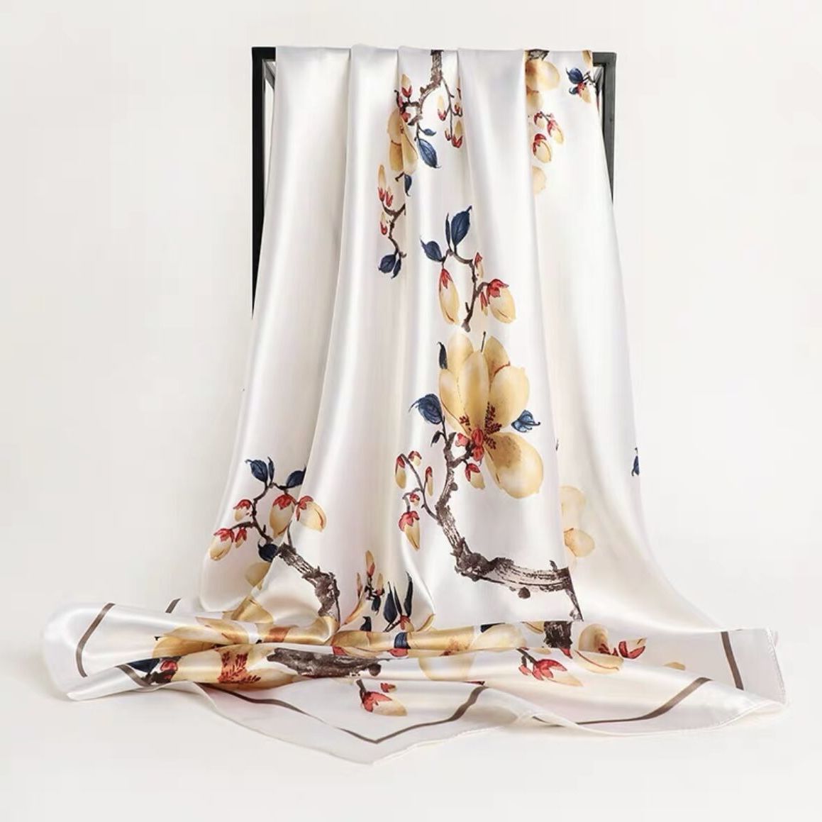 杭州丝绸丝巾女士大方巾中老年妈妈秋冬季仿真丝百搭围巾披肩头巾