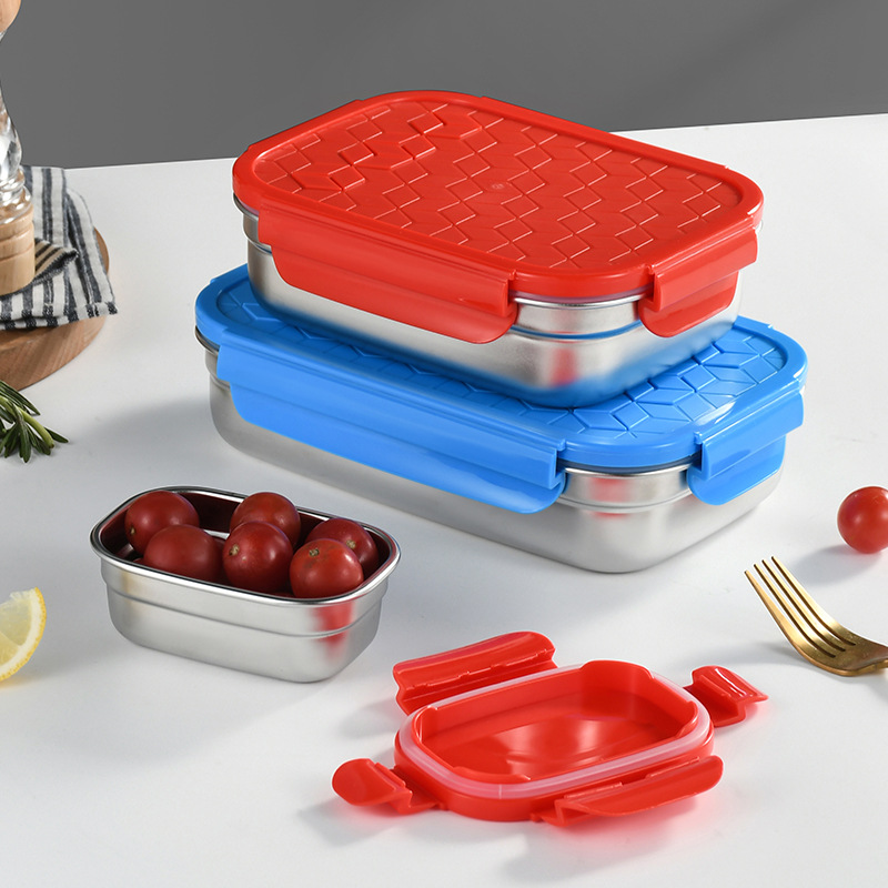 外贸304不锈钢保鲜盒三件套家用密封便当盒印度咖喱饭盒收纳盒