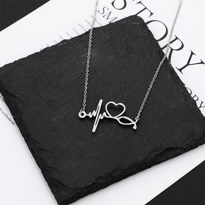 抖音热卖项链killwinner怦然心动叠戴拼接 磁铁爱心相吸情侣链条