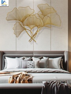 轻奢银杏叶金属壁饰客厅床头沙发背景墙玄关过道装饰挂件铁艺壁挂