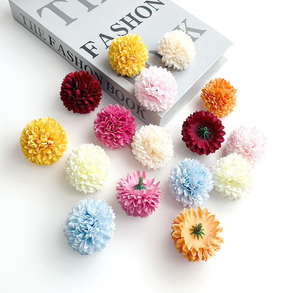 仿真千层小球菊花头 蒲公英乒乓菊假花 diy头饰簪花配件礼盒装饰