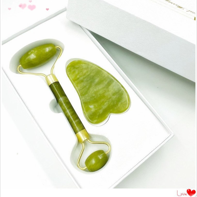 玉轮滚脸器天然玉石美容器 按摩器面部瘦脸玉推岫玉滚轮瘦脸器