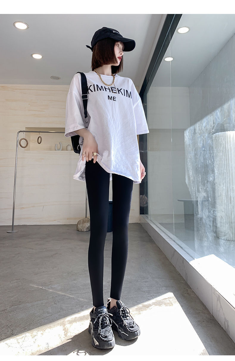 鲨鱼裤女外穿小个子八分145cm秋冬加绒高腰收腹瑜伽九分打底裤女