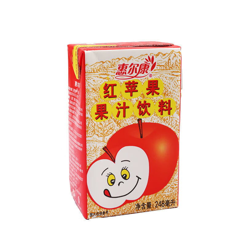 惠尔康红苹果果汁80后怀旧饮品饮料饮品新日期11盒整箱24批发年货