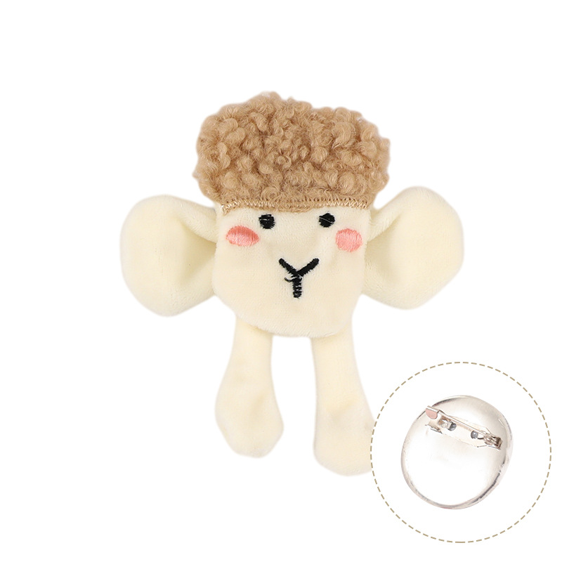 Blush Sheep Plush Brooch Japanese Cartoon DIY Pendant Autumn and Winter Lovely Bag Animal Ornament Accessories Wholesale