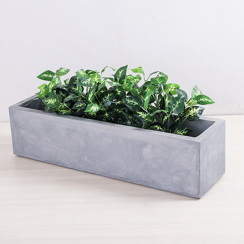 长方形水泥花盆花槽大号酒店手工镁泥马槽花盆园林景观种菜盆厂家