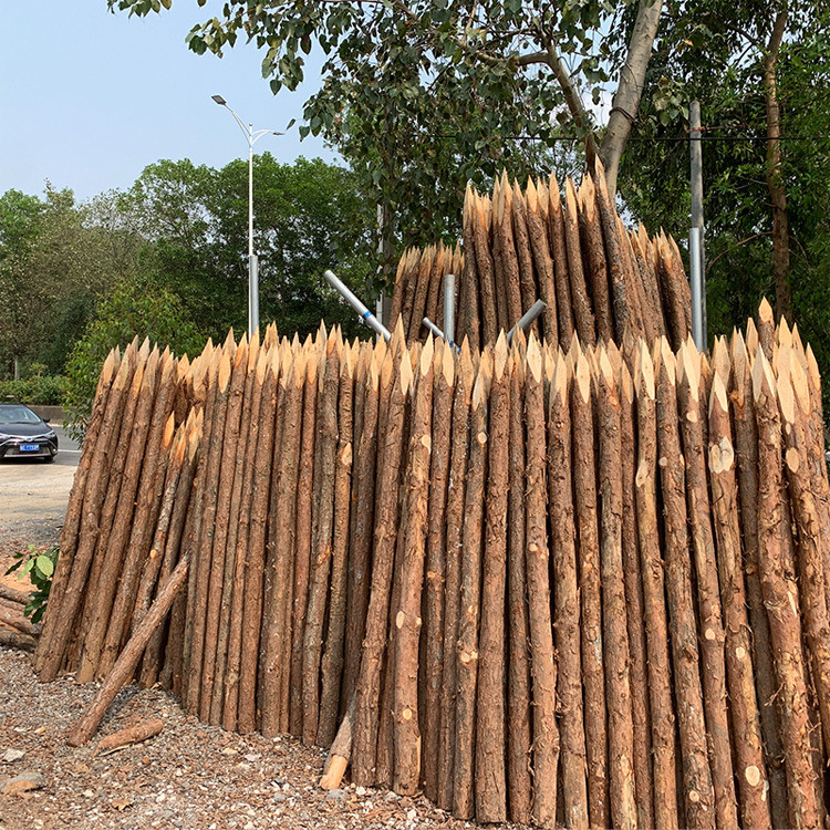 厂家现货直供3米4米多种规格松木桩河道护岸打桩木桩防汛应急木桩