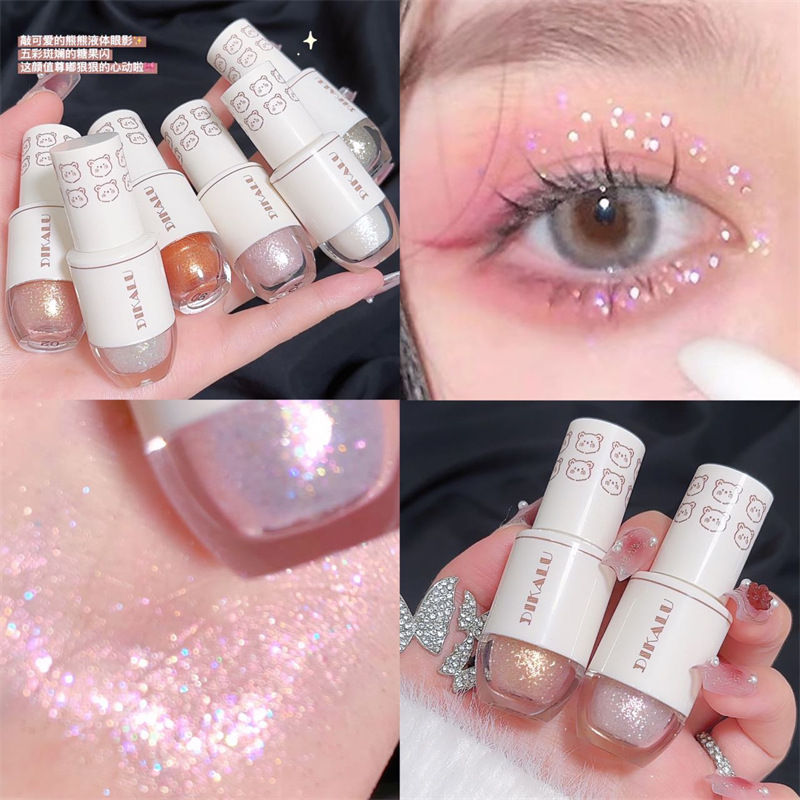 Dikalu Little Bear Bowling a Drop of Tears Liquid Eye Shadow Eye Makeup Crouching Silkworm Pearlescent Super Shiny Crystal Fine Glitter