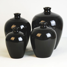 宜興黑色土陶陶瓷酒瓶半斤1斤2斤3斤5斤小口光壇黑釉小酒壇子