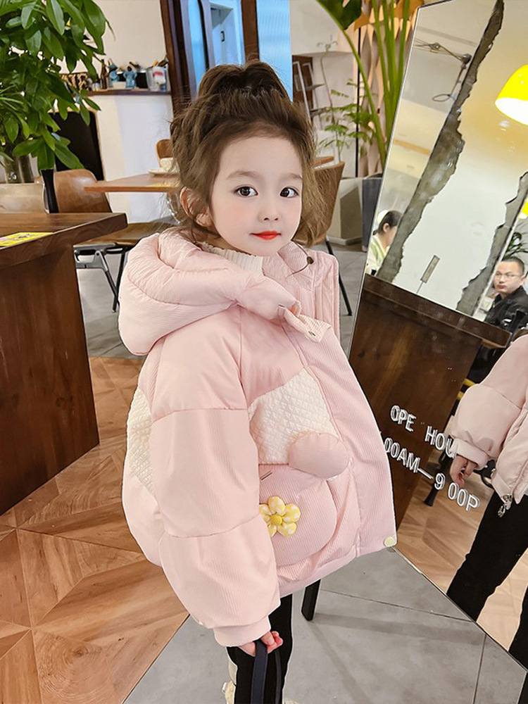 Girls'cotton-Padded Clothes 2023 New Winter Clothes Children's Cotton Wear Little Girl Cotton-Padded Jacket Fashionable Jacket Winter Baby down Jacket