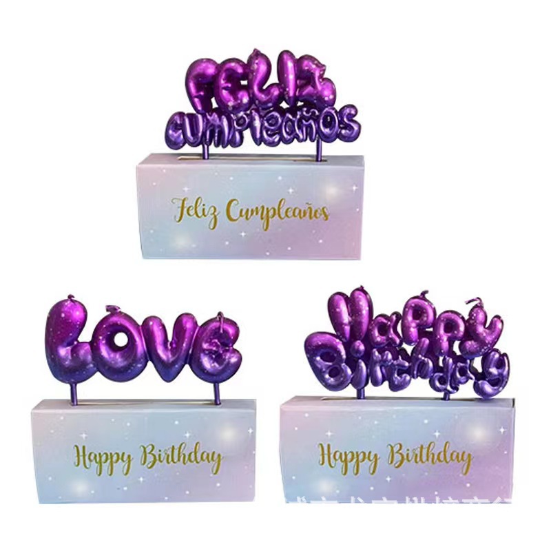 Birthday Candle Happy Birthday Golden Colorful English Letters Happy Birthday Cake English Candle