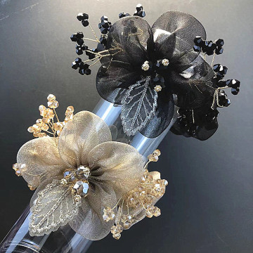 抖音爆款轻奢太阳花大肠发圈超闪水晶锆石头饰后脑勺扎头发头花女