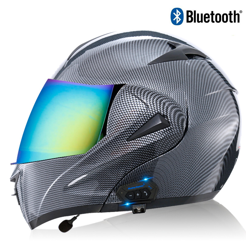 Cross-Border Virue Electric Motorcycle Motorcycle Bluetooth Helmet Men's Modular Helmet Double Lens Full Face Helmet Motorcycle Helmet Helmet
