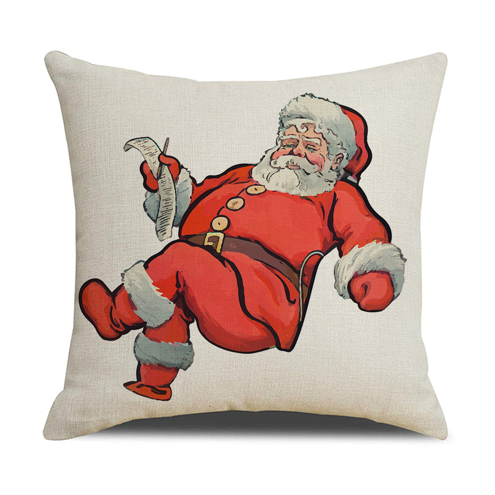 Cross-Border Cartoon Santa Claus Reindeer Series Linen Pillow Cover Nordic Office Sofas Cushion Cover Seat Cover