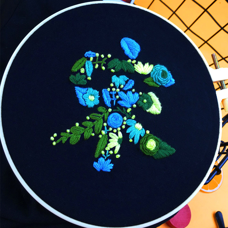 新花草百家姓氏名情侣装刺绣t恤手工自绣diy送男女友七夕短袖