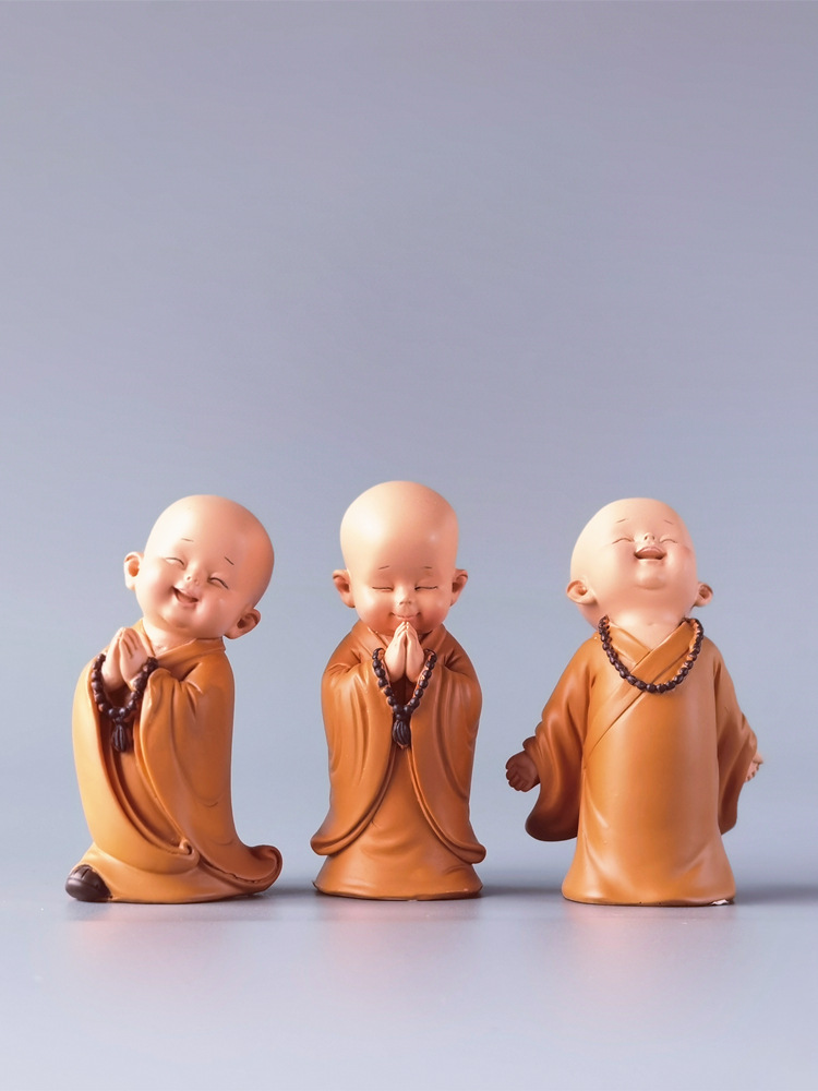 创意智慧小和尚摆件佛系复古风禅意办公桌茶台桌面装饰品情绪稳定