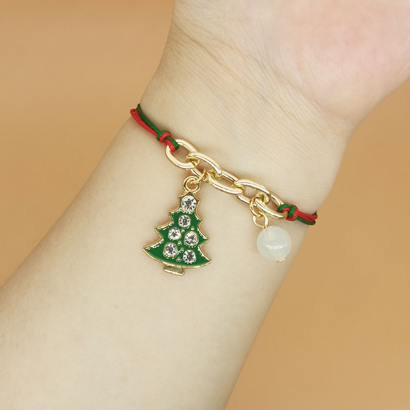 2023 European and American Luminous Christmas Woven Bracelet Alloy Santa Claus Tree Bell Snowflake Lucky Bag Luminous Bracelet