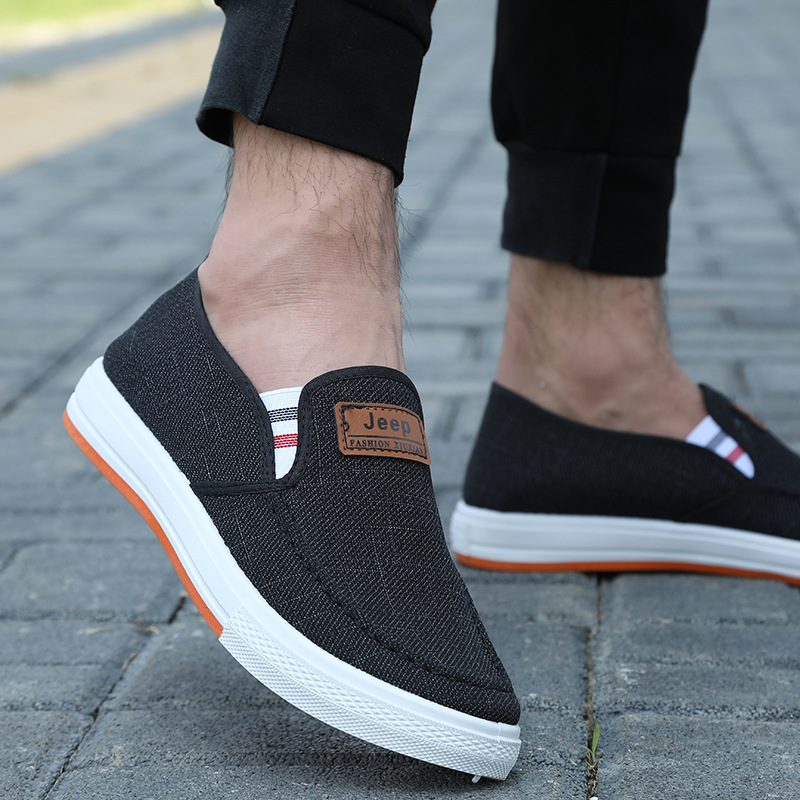 Wholesale Old Beijing Cloth Shoes Men's Slip-on Lofter Denim Canvas Shoes Breathable Casual Shoes Low-Top Casual Board Shoes