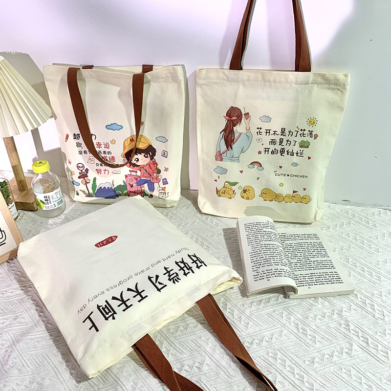 Canvas Bag Student Handbag Large Capacity 2024 New Bags Canvas Bag Portable Text Bag One Piece Dropshipping