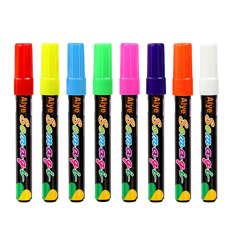 Cartoon Led Fluorescent Board Special Pen Flat Head Erasable Advertising Light Board Pen Blackboard Graffiti Liquid Chalk Fluorescent Pen